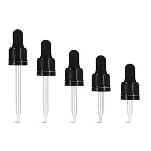 18-415 anti-vol bouchon noir en plastique compte-gouttes inviolable pipette compte-gouttes inviolable noir mat compte-gouttes pipette en verre