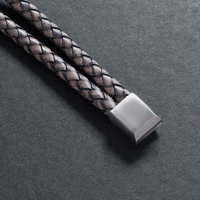 Bracelet en cuir de Python Double couche en acier inoxydable pour hommes, nouveaux Designs de bijoux faits à la main de luxe