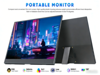 Monitor Portátil Táctil IPS de 15.6 Pulgadas, 1920*1080, 60Hz, Alta Definición, con Altavoz y Soporte Integrados, para Negocios, Oficina y Juegos