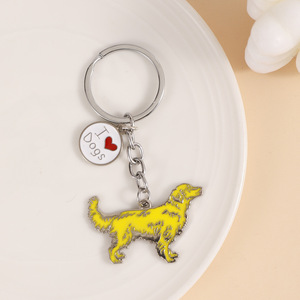 Porte-clés en émail chien chiot de dessin animé, en alliage de zinc, pour clés de voiture, pendentif de sac, cadeau pour les amoureux des animaux, souvenir promotionnel - Product Image 3