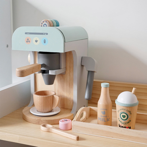 Style nordique nouveau Design gros en bois enfants populaire Simulation unisexe semblant jouer cuisine jouet ensemble <span class=keywords><strong>Machine</strong></span> à café pour les enfants - Product Image 2