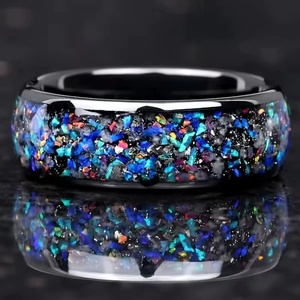 Anello da Uomo in Carburo <span class=keywords><strong>di</strong></span> Tungsteno con Intarsio in Ametista, Fede Nuziale Nera, Gioiello <span class=keywords><strong>Promessa</strong></span> <span class=keywords><strong>di</strong></span> Fidanzamento, Regalo, Larghezza 8MM, Durevole per Uomo, Uso Quotidiano - Product Image 1