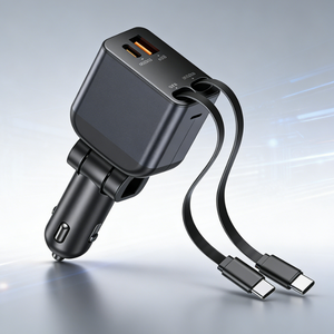 Cargador de coche de 100w 4 en 1 con carga rápida tipo C, cargador de coche con cable retráctil 4 en 1 / 5 en 1. - Product Image 1