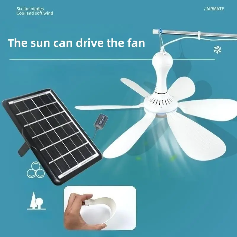 2024 Preferential quick ship USB solar rechargeable fan outdoor mini solar ceiling fan