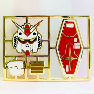 Wholesale custom logo die cut 3 inch enamel pin manufacturer hard gold plating anime pin