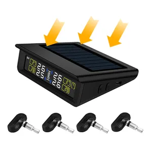 CAREUD-Sistema Inteligente de control de presión de neumáticos para coche, dispositivo TPMS inalámbrico de energía Solar, pantalla LED con 4 sensores internos