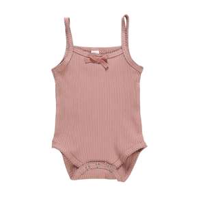 Combinaison en coton tricoté à bords dentelle, couleur unie, printemps-automne, pour bébés 2022 - Product Image 1