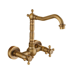 Robinet de baignoire mural double ouverture chaud/froid de style européen, en laiton vintage, <span class=keywords><strong>avec</strong></span> <span class=keywords><strong>ensemble</strong></span> de douche de luxe léger - Product Image 2