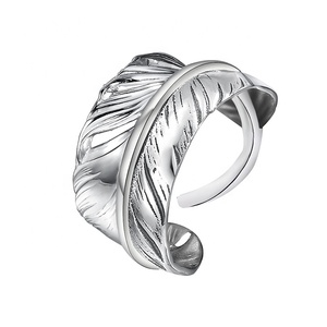 Marvelcolour Special Design <strong>Silver</strong> Jewelry S950 Sterling Eagle <strong>Feather</strong> Handicraft Free Size <strong>Ring</strong> for Men Women Fashion Wearing - Product Image 1
