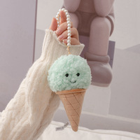 16cm Kawaii Alimentaire En Peluche Crème Glacée Pompon Porte-clés Doux Ours En Peluche Jouet avec PP Coton Sac De Remplissage Charme Pendentif