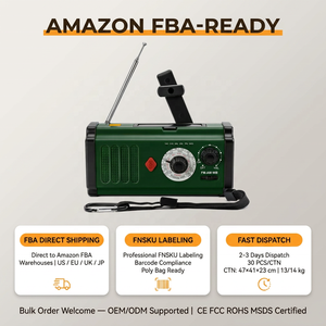 <span class=keywords><strong>Radio</strong></span> météo d'urgence intégrée avec double câble AM FM WB, manivelle solaire, batterie externe 2000mAh 18650, lampe torche LED 1W, SOS, IPX3 - Product Image 5