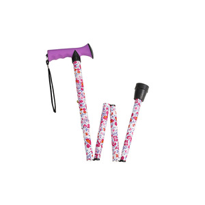 Aluminum Alloy Telescopic Walking Stick <b>Wrapped</b> Flowers Adjustable Outdoor Hiking <b>Pole</b> Comfortable Handle Rubber Tip - Product Image 2