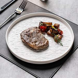 Assiettes à steak en céramique à texture pierre nordique, ensemble <span class=keywords><strong>noir</strong></span> et blanc, vaisselle ronde pour hôtel, restaurant et usage domestique – Vente chaude - Product Image 3