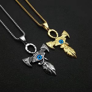 Men's Stainless Steel Cross <b>Necklace</b> With Horus Eye Pendant Gift Jewelry DZ801 - Product Image 1