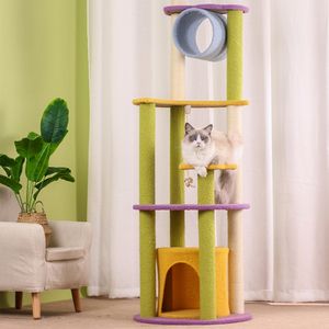 برج تسلق للقطط كبير وفاخر وصديق للبيئة مع منصة خدش وعش مدمج، هيكل تسلق للقطط من السيزال - Product Image 2