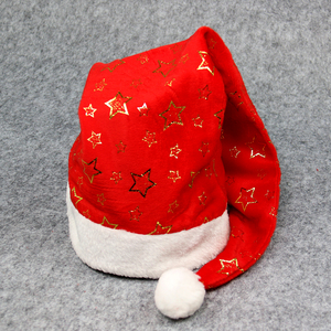 Chapeau de Père Noël en flanelle rouge douce avec impression d'étoiles dorées, extra long de 120 cm - Product Image 1