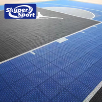 Ensemble complet de dalles de sol pour demi-terrain de basketball extérieur en PP, emboîtables, pour terrains multisports, taille personnalisée, logo