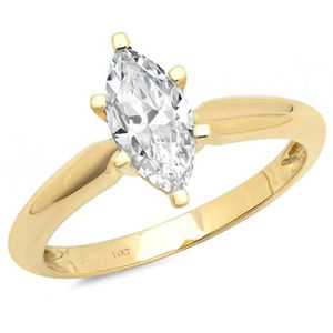 แหวนหมั้นทรงมาร์ควิสชุบทองคำ 14k ประดับเพชรโมอิสซาไนต์ แหวนแต่งงาน เครื่องประดับแบบเรียบหรู - Product Image 3