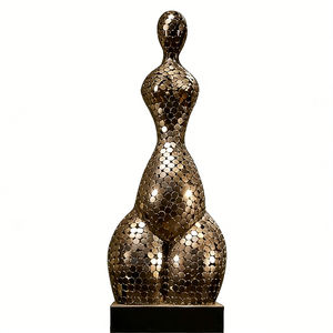 Sculpture de corps de femme nue érotique en acier inoxydable poli, électroplaqué, couleur de placage personnalisable pour la maison - Product Image 1