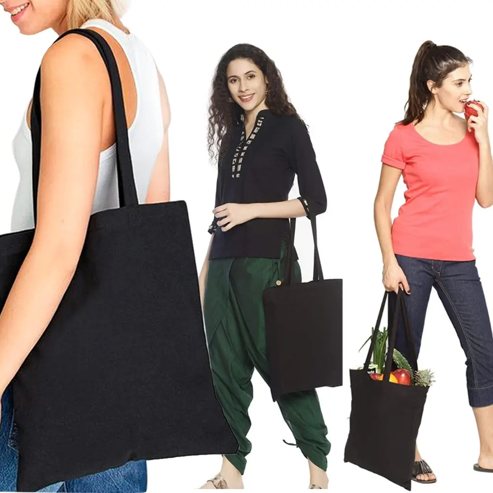 Kadın kumaş alışveriş moda klasik aşk kalp desen serisi omuz kullanımlık siyah baskı tuval Tote çanta Shopper