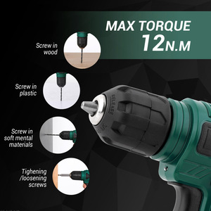 Kit de taladro inalámbrico de litio Hi-Spec 8V con motor de escobillas de velocidad variable, brocas y accesorios para reparaciones en el hogar - Product Image 2