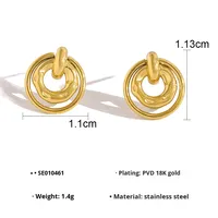 Nuevo Conjunto de Joyería con Collar con Colgante de Anillo Irregular, Chapado en Oro de 18k, Acero Inoxidable, Sin Decoloración, Anillos Dobles, Cadena de Eslabones