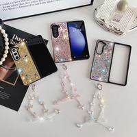 Untuk Z Fold3 4 5 6 Glitter Flash berlian Butte Rfly dengan rantai casing ponsel untuk Samsung Z Flip 4 5 6 pengiriman gratis untuk iphone 16