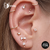 Bijoux de corps de qualité supérieure en titane G23, plaqué or 18K PVD, piercing labret à tige plate sans filetage, clous d'oreille à poussoir, directement de l'usine