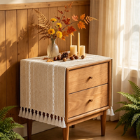 Nappe de chevet à franges, chemin de table rayé style ferme avec pompons pour commode de café