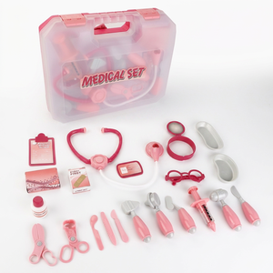 LASIVE TOY Set da gioco per bambine, kit medico <span class=keywords><strong>rosa</strong></span> con scatola di immagazzinamento in plastica trasparente, giocattoli per giochi di ruolo - Product Image 1