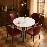 Table à manger minimaliste réglable de luxe en pierre frittée, plateau motif marbre blanc, ensemble 4 chaises pour usage domestique