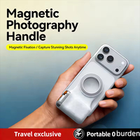Support magnétique pour téléphone avec poignée de stabilisation pour appareil photo, stabilisateur de selfie avec lumière d'appoint pour iPhone et Android