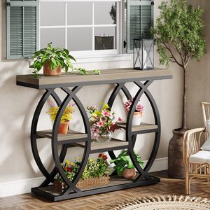 <span class=keywords><strong>Mesa</strong></span> de consola <span class=keywords><strong>estrecha</strong></span> moderna personalizada con almacenamiento, <span class=keywords><strong>mesa</strong></span> de entrada de madera metálica industrial para entrada de pasillo, sala de estar - Product Image 4