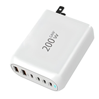 200W PD100W PD20W QC18W US Laptop- und Handy-Ladegerät GaN3 Wandladegerät 3PD Typ-C 2QC USB-A 5-Port Schnellladeblock