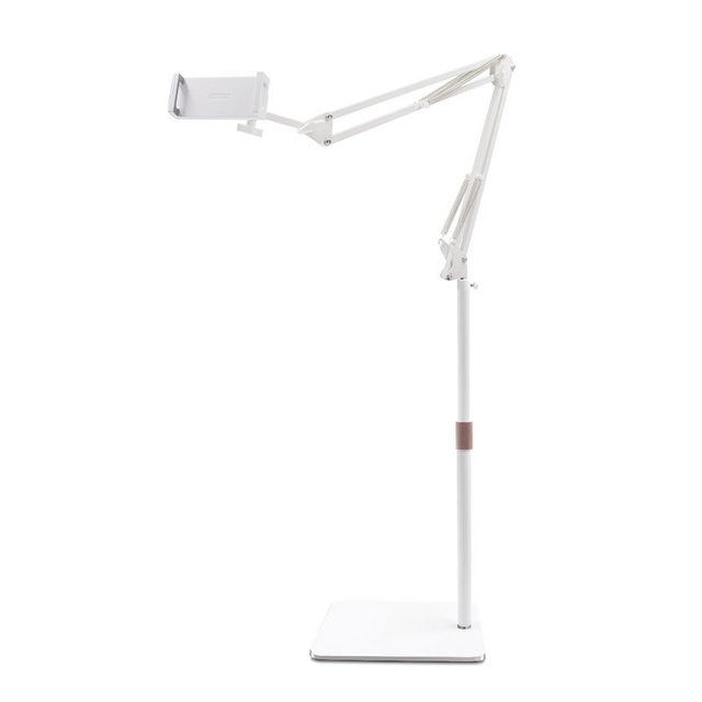 Stable Height Adjustable Tablet Floor Stand 360 Degree Rotating Spring Boom Arm Phone Holder for Bedroom Reading Video Calls