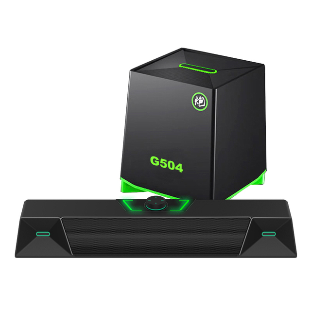 2.0 Channel Gaming Soundbar for Computer-Small Size RGB LED Lighting 7W Output USB Powered Supports External Microphone