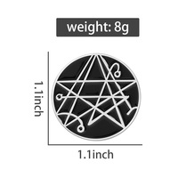 Broche personnalisée en émail noir, épinglette en métal argenté, sigil géométrique occulte, badge mystique de collection, cadeau