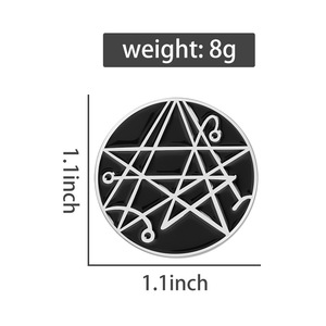 Broche personnalisée en émail noir, épinglette en métal argenté, sigil géométrique <span class=keywords><strong>occulte</strong></span>, badge mystique de <span class=keywords><strong>collection</strong></span>, cadeau - Product Image 2