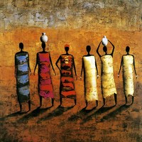 Impression sur toile de danseurs abstraits africains, décoration murale, peinture à l'huile personnalisée, art mural fait à la main