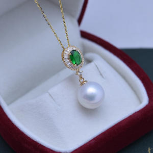 Collier pendentif en forme de gourde en perle d'eau douce ronde de 11-12 mm, forte luminosité, faible défaut, argent S925 pour femmes - Product Image 2