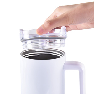 Gobelet isotherme portable en acier inoxydable de 40 oz, grande capacité, blanc, vert phosphorescent, vierge, pour sublimation, avec couvercle et poignée - Product Image 6