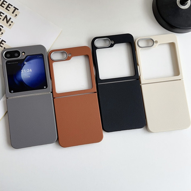 Luxury Litchi Pu Leather Grain Magnetic Phone case for Samsung Z Flip 6 Leather Grain Soft tpu Phone Case For Samsung Z Flip 6 5