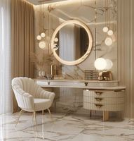 Tocador de Maquillaje de Estilo Nórdico Moderno con Patas de Madera Maciza para Hotel, Dormitorio, Sala de Estar, con Almacenamiento y Taburete de Pie