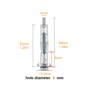 Ancres d'expansion de mur creux de cloison sèche galvanisée d'acier inoxydable d'acier en métal résistant <span class=keywords><strong>Molly</strong></span> Bolt - Product Image 2