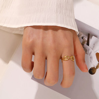 Cincin Hidung Babi Baja Tahan Karat Gaya Eropa dan Amerika, Cincin Titanium Lapis Emas 18K Trendi untuk Wanita, Model Lintas Negara