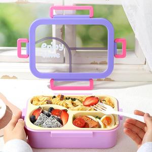 Lonchera Bento de Plástico para Niños de 650 ml, Libre de BPA, Apta para Microondas, <span class=keywords><strong>con</strong></span> 3 Compartimentos, Lonchera Infantil para la Escuela, Contenedor Grande para Alimentos - Product Image 1