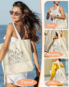 Bolsa de Compras Ecológica Personalizada, Reciclable, con Bolsillo, Bolsa de Lona de Algodón con Estampado Floral para Mujer, Diseño 2024 - Product Image 5