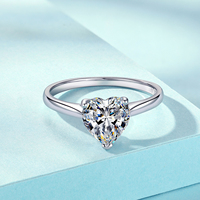 Bague de fiançailles en argent sterling 925 avec moissanite cœur VVS1 de 2 carats personnalisée pour femme, certifiée GRA, vente en gros de bijoux