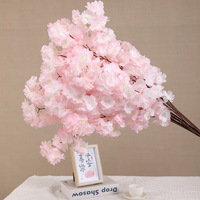 Bunga Sakura Baru Tangkai Panjang Putih Merah Muda Bunga Sakura Buatan untuk Dekorasi Pernikahan.