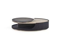 Table basse pivotante minimaliste italienne en cuir et marbre combinaison de bois pour usage domestique ensemble de table centrale